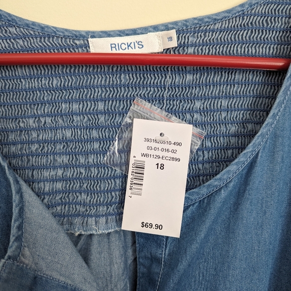 Ricki's Knee-length Denim Shirt Dress - Never Worn - Picture 4 of 5